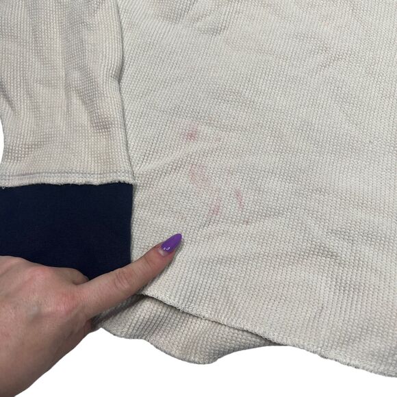 Anthropologie Ski Tahoe Thermal Waffle Knit Crop Long Sleeve Shirt Rainbow Large - Picture 4 of 7